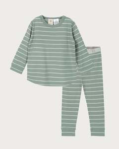 Merino PJ Set - Sage Stripe