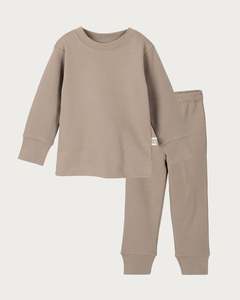 Pj Sets: Cotton Long Sleeve PJ Set - Walnut