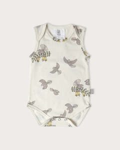 Bodysuits: Cotton Singlet Bodysuit - Piwakawaka