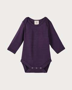 Merino Long Sleeve Bodysuit - Plum