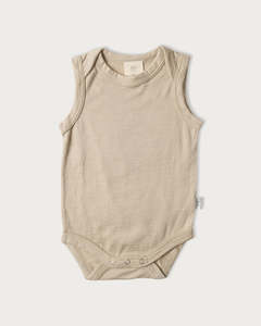 Merino Singlet Bodysuit - Mushroom