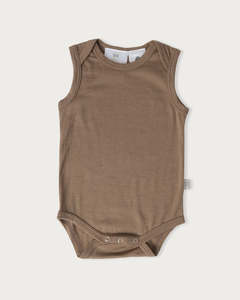 Bodysuits: Merino Singlet Bodysuit - Walnut