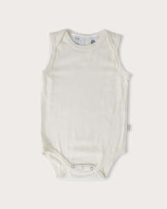 Bodysuits: Merino Singlet Bodysuit - Cream