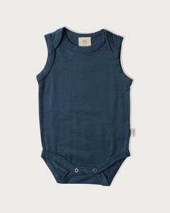 Bodysuits: Merino Singlet Bodysuit - Denim