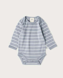 Merino Long Sleeve Bodysuit - Periwinkle Stripe