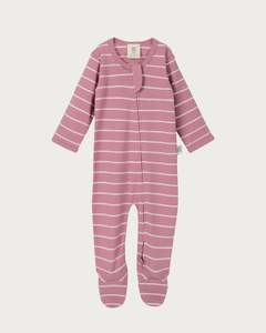 Onesies: Merino Footed Onesie - Blossom Stripe
