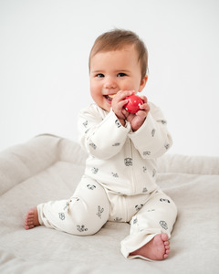 Onesies: Cotton Footless Onesie - Fingerprint Friends