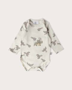 Cotton Long Sleeve Bodysuit - Piwakawaka