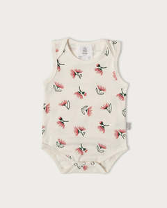 Cotton Singlet Bodysuit - Pohutukawa
