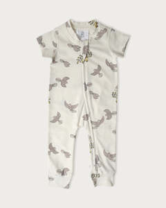 Organic Cotton Lycra Clothing: Cotton Short Sleeve Onesie - Piwakawaka