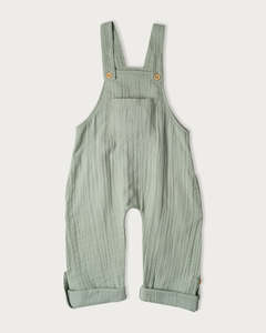 Dresses: Muslin Frankie Overalls - Matcha