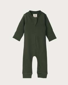Cotton Footless Onesie - Moss