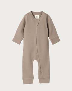 Cotton Footless Onesie - Walnut