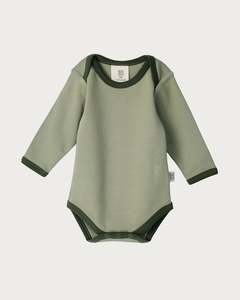 Cotton Long Sleeve Bodysuit - Sage Contrast