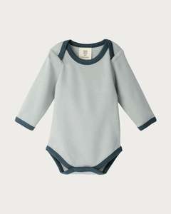 Cotton Long Sleeve Bodysuit - Sky Contrast