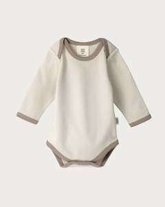 Contrast Collection: Cotton Long Sleeve Bodysuit - Oat Contrast