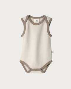 Contrast Collection: Cotton Singlet Bodysuit - Oat Contrast