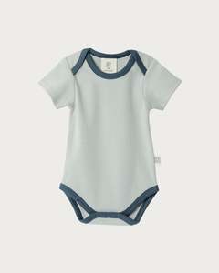 Cotton Short Sleeve Bodysuit - Sky Contrast