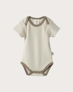 Contrast Collection: Cotton Short Sleeve Bodysuit - Oat Contrast
