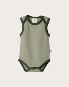 Cotton Singlet Bodysuit - Sage Contrast