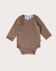 Merino Long Sleeve Bodysuit - Walnut