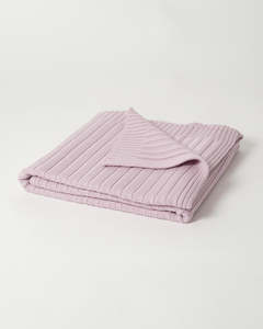 Merino Rib Knit Blanket - Soft Mauve