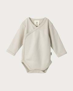 Siblings Kimono Bodysuit: Cotton Kimono Bodysuit - Oat