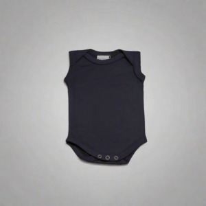 Outlet: Merino Singlet Bodysuit - Navy Blue - Newborn