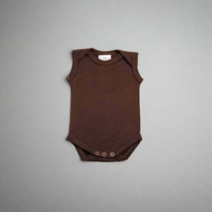 Outlet: Merino Singlet Bodysuit - Mocha-Brown - Newborn