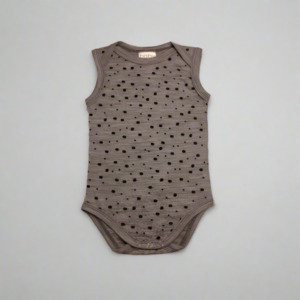 Merino Singlet Bodysuit - Grey Polka Dots