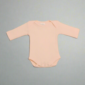 Merino Interlock Long-Sleeve Bodysuit - Peach Pink