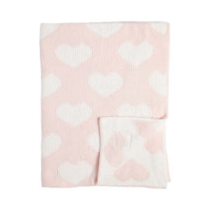 Blankets: Living Textiles Pink Hearts - Chenille Blanket