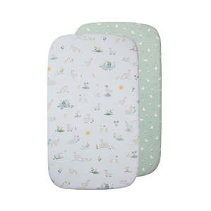 Living Textiles Goosey Goosey - Jersey Bedside Sleeper Fitted Sheet 2pk