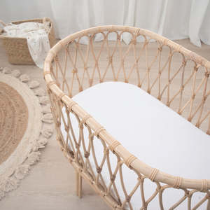 Sheets: Living Textiles White Jersey Bassinet Fitted Sheet 2pk