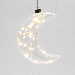 Stellar Haus Clear Crescent Moon Hanging Glass Light