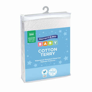 Mattress Protectors And Underlays: Protect-A-Bed Cotton Terry Fitted Cot Mattress Protector