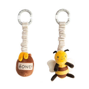 Pram And Travel Toys: Living Textiles Bee & Honey Pot - 2pk Stroller Toy