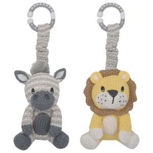 Living Textiles Zebra & Lion - Stroller Toy 2pk