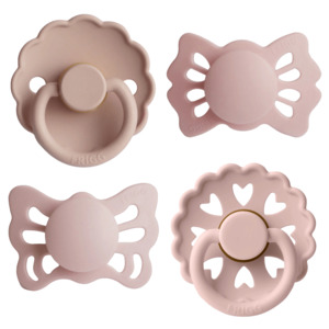 Soothers And Teethers: FRIGG Baby's First Pacifier - 4 Pack Floral Heart