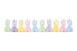 Night Lights: Pastel Unicorns Fairy Lights String. AA batteries not included