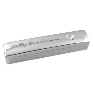 Landmark Silver Birth Certificate Holder with Engraving