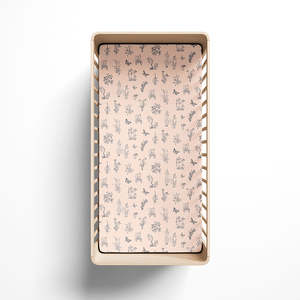 Linen: Burrow and Be Cot Fitted Sheet-Blush Meadow