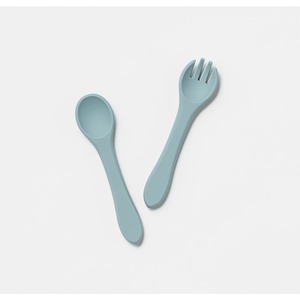 Silicone Fork & Spoon Set - Rain