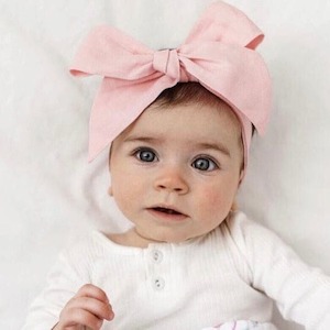 Baby Pink linen bow headband wrap