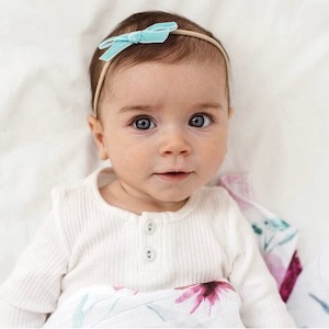 Petite Velvet Bows: Turquoise petite velvet bow