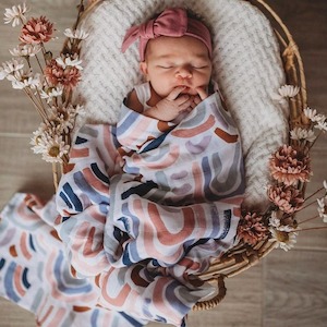 Wraps Swaddles: Rainbow Baby organic muslin wrap