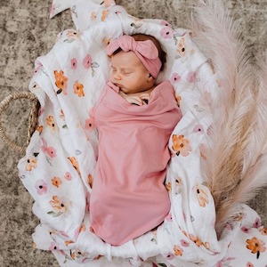 Wraps Swaddles: Jewel snuggle swaddle & topknot set