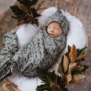 Wraps Swaddles: Tribal baby jersey wrap & beanie set