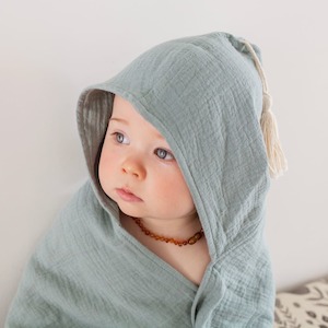 Organic Muslin Hooded Towel - Sage