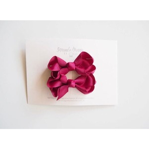 Bow Clips: Burgundy Bow clip - Small pair